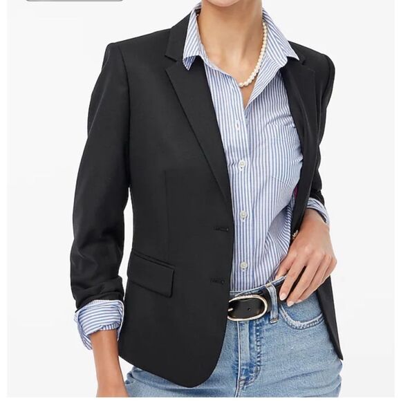 EUC! J. Crew Stretch Black Wool Blend Blazer - Size 6 - Picture 1 of 12